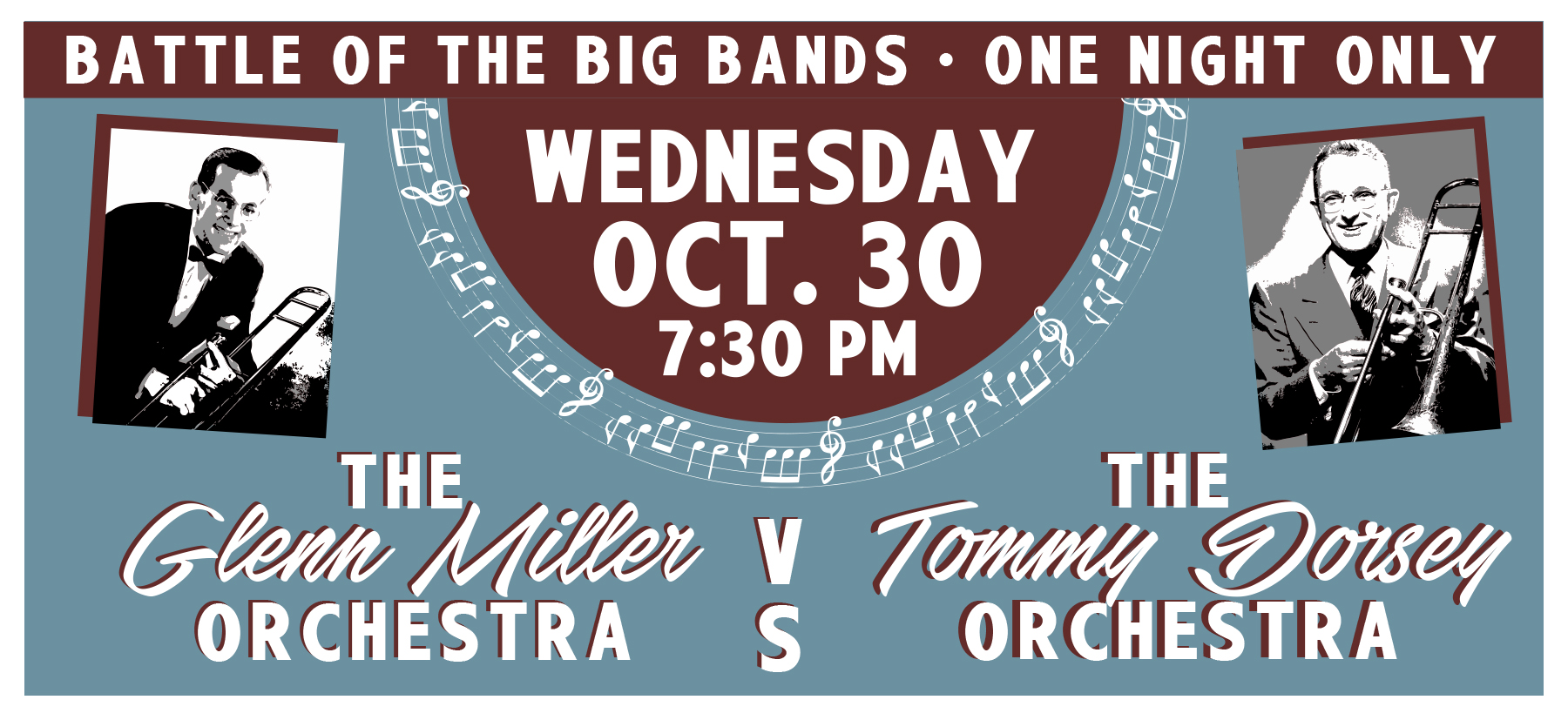 The Glenn Miller Orchestra returns to Stambaugh Auditorium in Battle of the Big Bands vs. The Tommy Dorsey Orchestra. 1