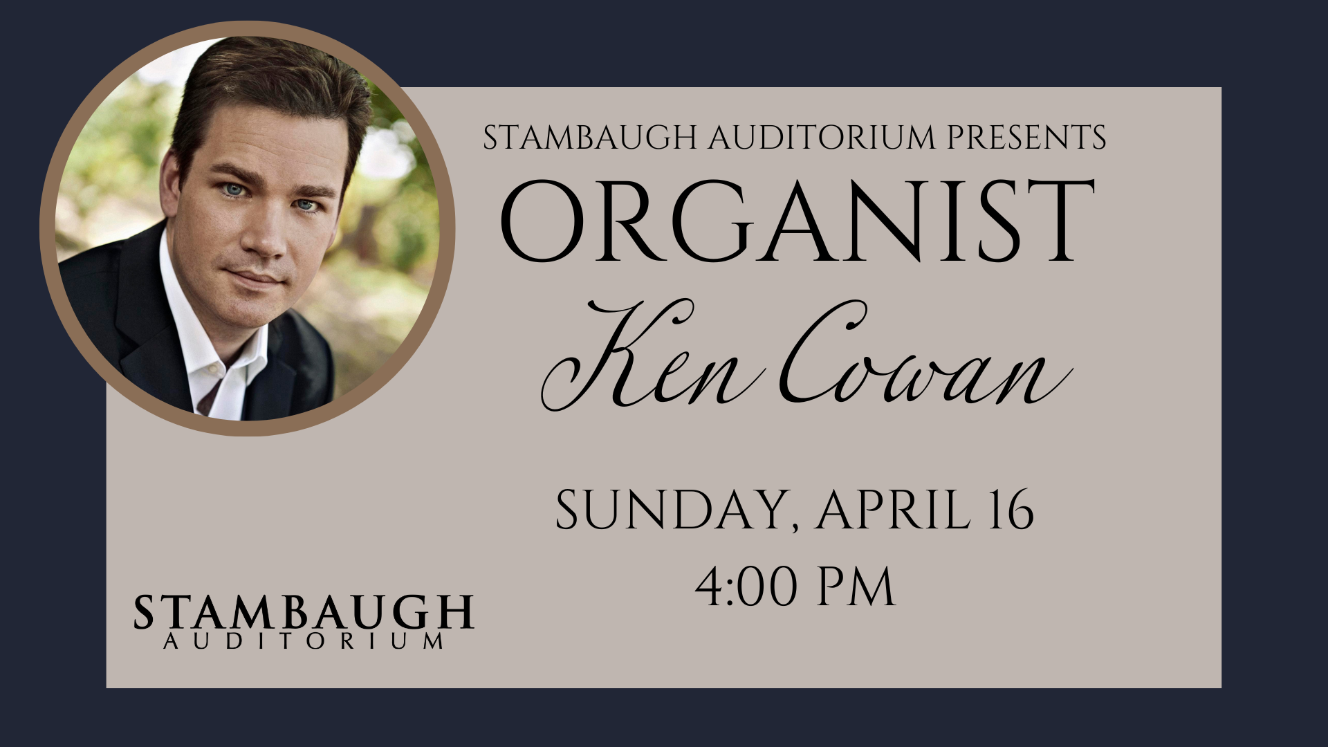 Organist Ken Cowan Event Flyer